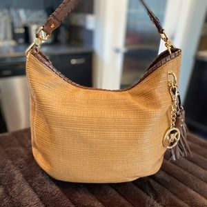 Michael Kors Straw and Leather Handbag